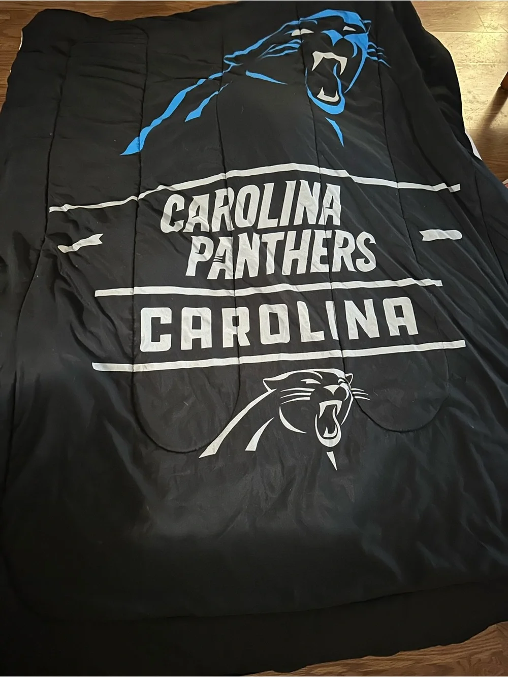 NFL Carolina Panthers Black and Blue Comforter with Team Logo